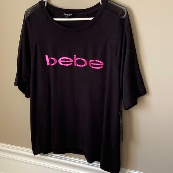 𝅺nwt Bebe Sport Black Logo Top - Size Large - Picture 2 of 8